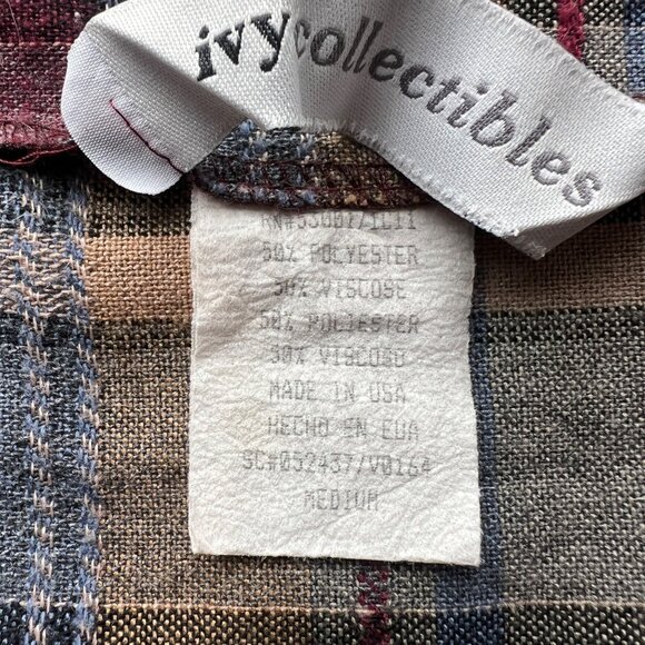 Ivy Collectibles Plaid Button-Up Vest  Vintage Made In USA Womens Size Medium - Picture 4 of 8